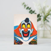 Vintage Creepy Odd Clown Postkarte (Stehend Vorderseite)