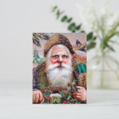 Vintage Creepy Santa Face Weihnachtskarte Postkarte (Stehend Vorderseite)