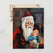 Vintage Creepy Santa und Puppe Postkarte (Vorne/Hinten)