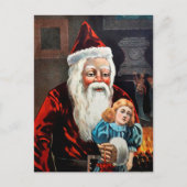 Vintage Creepy Santa und Puppe Postkarte (Vorderseite)