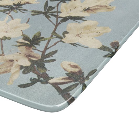 Vintage Creme Azalea Blume Monogramm Schneidebrett (Ecke)