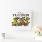 Vintage Creme d'Abricots Ad Quadratische Wanduhr (Zuhause)