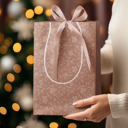 Vintage Creme Florals - Elegante Romantik Mittlere Geschenktüte