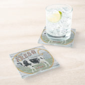 Vintage Creme Kuh Glasuntersetzer (Schrägansicht)