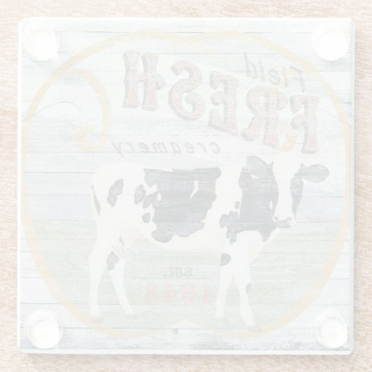 Vintage Creme Kuh Glasuntersetzer (Rückseite)