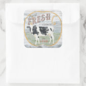 Vintage Creme Kuh Quadratischer Aufkleber (Tasche)