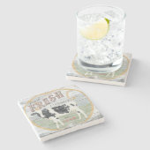 Vintage Creme Kuh Steinuntersetzer (Seitenansicht)