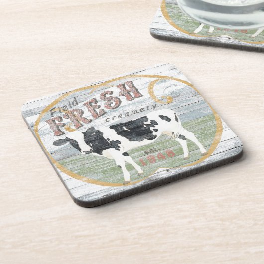 Vintage Creme Kuh Untersetzer (Linke Seite)