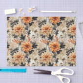 Vintage Creme Peach Floral Seidenpapier (Handwerk)