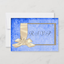 Vintage Creme Ribbon und Blue Wedding RSVP