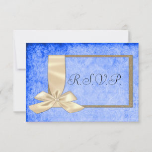 Vintage Creme Ribbon und Blue Wedding RSVP Karte