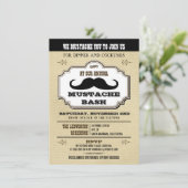 Vintage Creme und Brown Mustache Bash Einladung (Stehend Vorderseite)