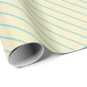 Vintage Creme- und Himmelblau diagonal gestreiftes Geschenkpapier