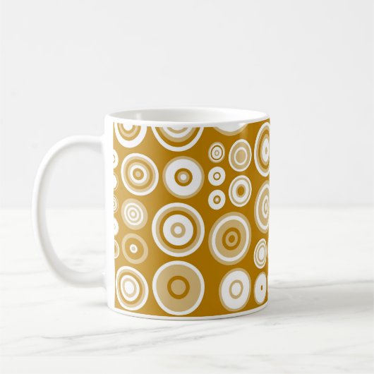 Vintage Creme und weiße Fünfzig Abstrakte Kunst Kaffeetasse (Links)
