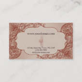 Vintage Creme-und Zimt-mit Filigran geschmückte Visitenkarte (Rückseite)
