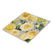 Vintage, cremegelbe Rosen auf Grau Fliese (Seite)