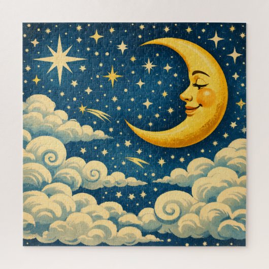 Vintage Crescent Moon Night Sky Puzzle (Vertikal)