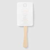 Vintage Crest Beige Monogramm Hochzeitsprogramm Fächer (Vorderseite)