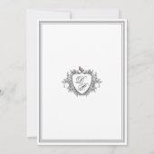 Vintage crest black and white monogram wedding einladung (Rückseite)