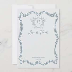 Vintage Crest Florale Daisy Script Brautparty Dankeskarte