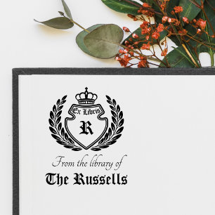 Vintage-Crest-Monogramm-Kronen-Kranz-Ex-Libris Permastempel
