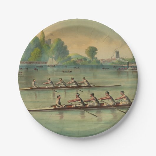Vintage Crew Race Boat Race Pappteller (Vorderseite)