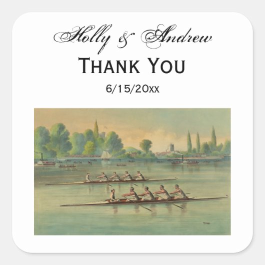 Vintage Crew Race Boat Race Quadratischer Aufkleber (Vorderseite)