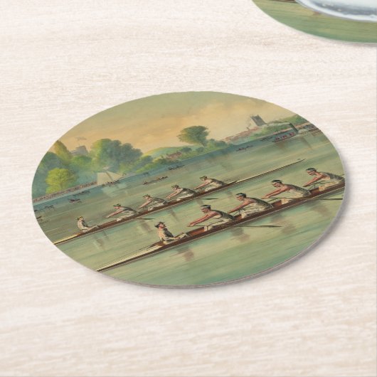 Vintage Crew Race Boat Race Runder Pappuntersetzer (Angewinkelt)