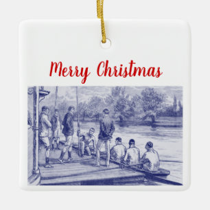 Vintage-Crew-Ruderer am Dock Keramikornament