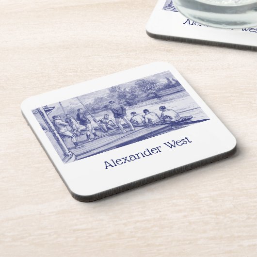 Vintage Crew Türme im Boot am Dock Getränkeuntersetzer (Linke Seite)