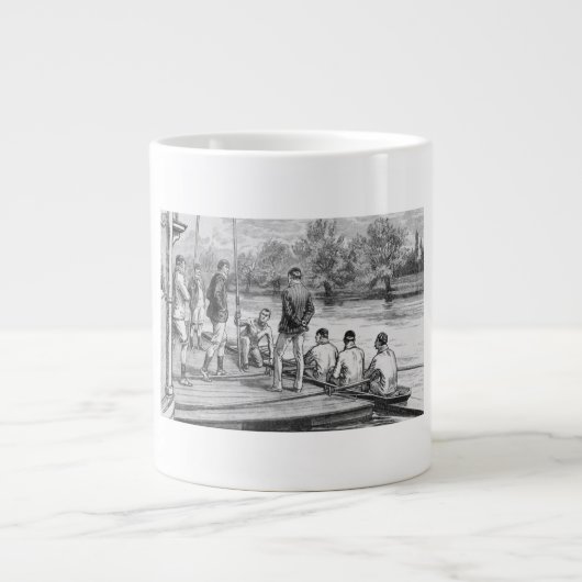 Vintage Crew Türme im Boot am Dock Jumbo-Tasse (Vorderseite)