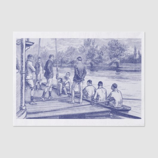 Vintage Crew Türme im Boot am Dock Seidenpapier (Vorderseite)