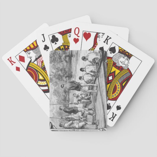 Vintage Crew Türme im Boot am Dock Spielkarten (Rückseite)