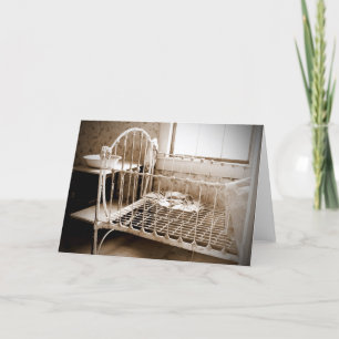Vintage Crib-Grußkarte, unbedruckte Innenseite Karte
