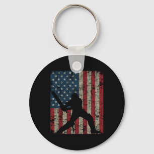 Vintage Cricket Amerikanische Flagge 4. Juli Patri Schlüsselanhänger