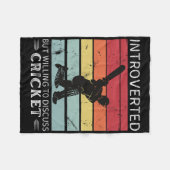 Vintage Cricket Introvertiert, aber Diskussionsber Fleecedecke (Vorderseite (Horizontal))