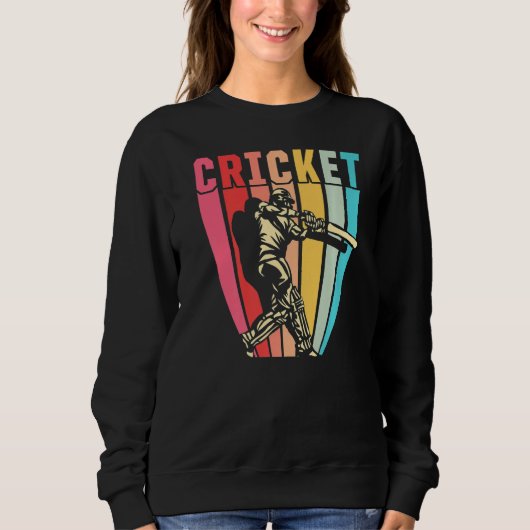 Vintage Cricket Player Retro Cricketheber Sweatshirt (Vorderseite)