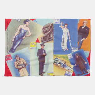 Vintage "Crime Club" Teetuch Geschirrtuch