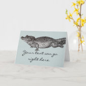 Vintage Crocodile Greeting Card Karte (Gelbe Blume)