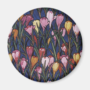 Vintage Crocus Blume im Garten, Blumenmuster Magnet