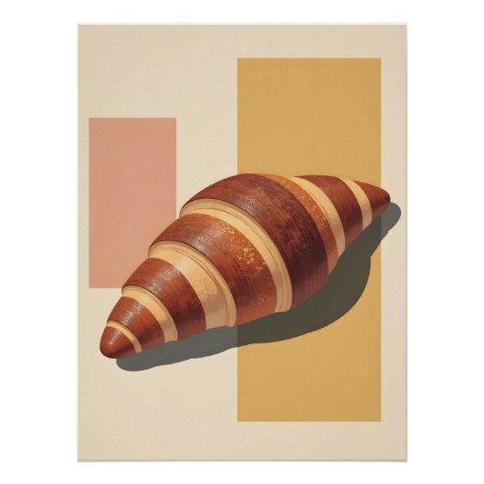 Vintage Croissant Poster – Retro Bakery Wall Art (Vorderseite)