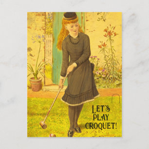 Vintage-Croquet Süße Rasen-Spiele Sommer Cottageco Postkarte