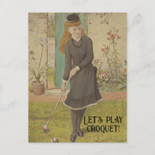 Vintage-Croquet Süße Rasen-Spiele Sommer Cottageco Postkarte