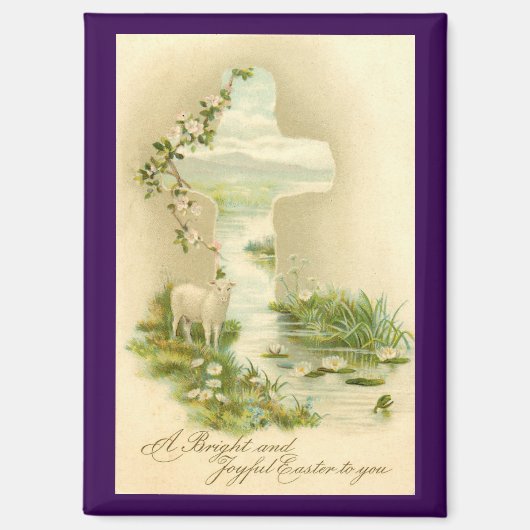 Vintage Cross With Lamb Easter Magnet (Vorderseite)