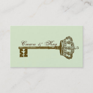 Vintage Crown & Key elegante Visitenkarten Aqua Visitenkarte
