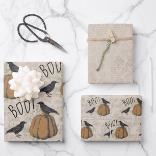 Vintage Crows Ephemera Geschenkpapier Set