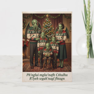 Vintage-Cthulhu-Familienweihnachtskarte Karte