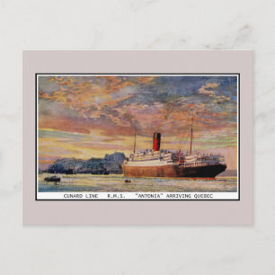 Vintage Cunard RMS Antonia in Quebec Postkarte