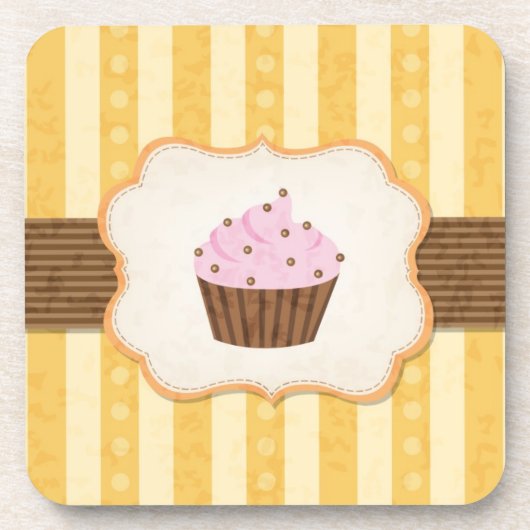 Vintage-Cupcake-Hintergrund Getränkeuntersetzer (Vorderseite)