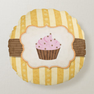 Vintage-Cupcake-Hintergrund Rundes Kissen